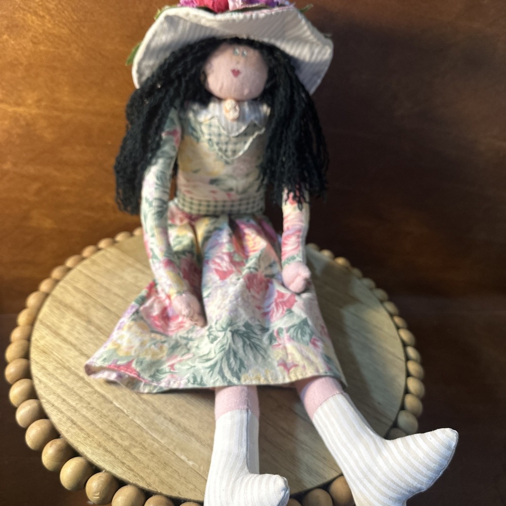 Handmade dreaming Springtime Doll with Pink-green W-hat 20"L